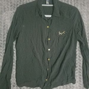 Sheer Black Button Up with Gold buttons